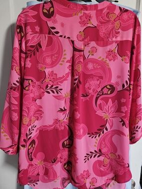 JM Collection Hot Pink Floral Print Top